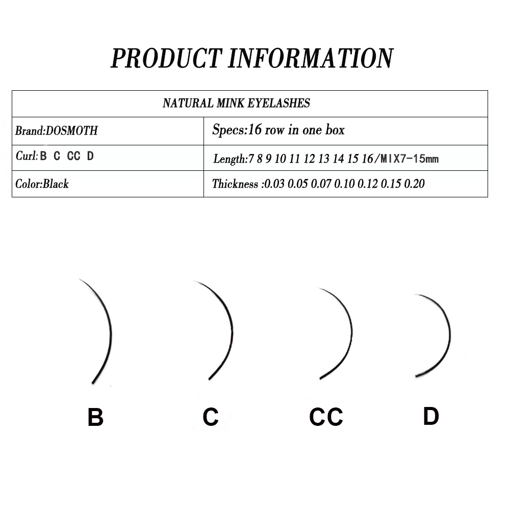 DOSMOTH 10 dozen 16 rijen 7-16 - Eyelash Extension For Asian Eyes recensie en prijs